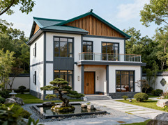 兩層260平方米現代中式風格的輕鋼別墅戶型賞析